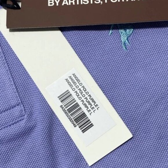 NEW NUDE PROJECT Mens Polo Purple/Blue Size L Angelo Button Short Sleeve - Picture 5 of 10